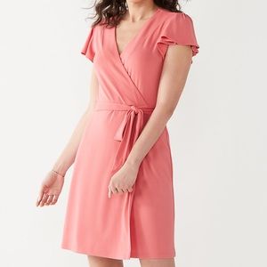 Nine West | Flutter-Sleeve Wrap Dress, Infused Melon